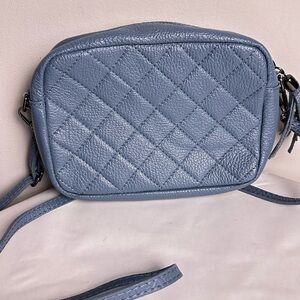 Quilted Blue Leather Crossbody Bag